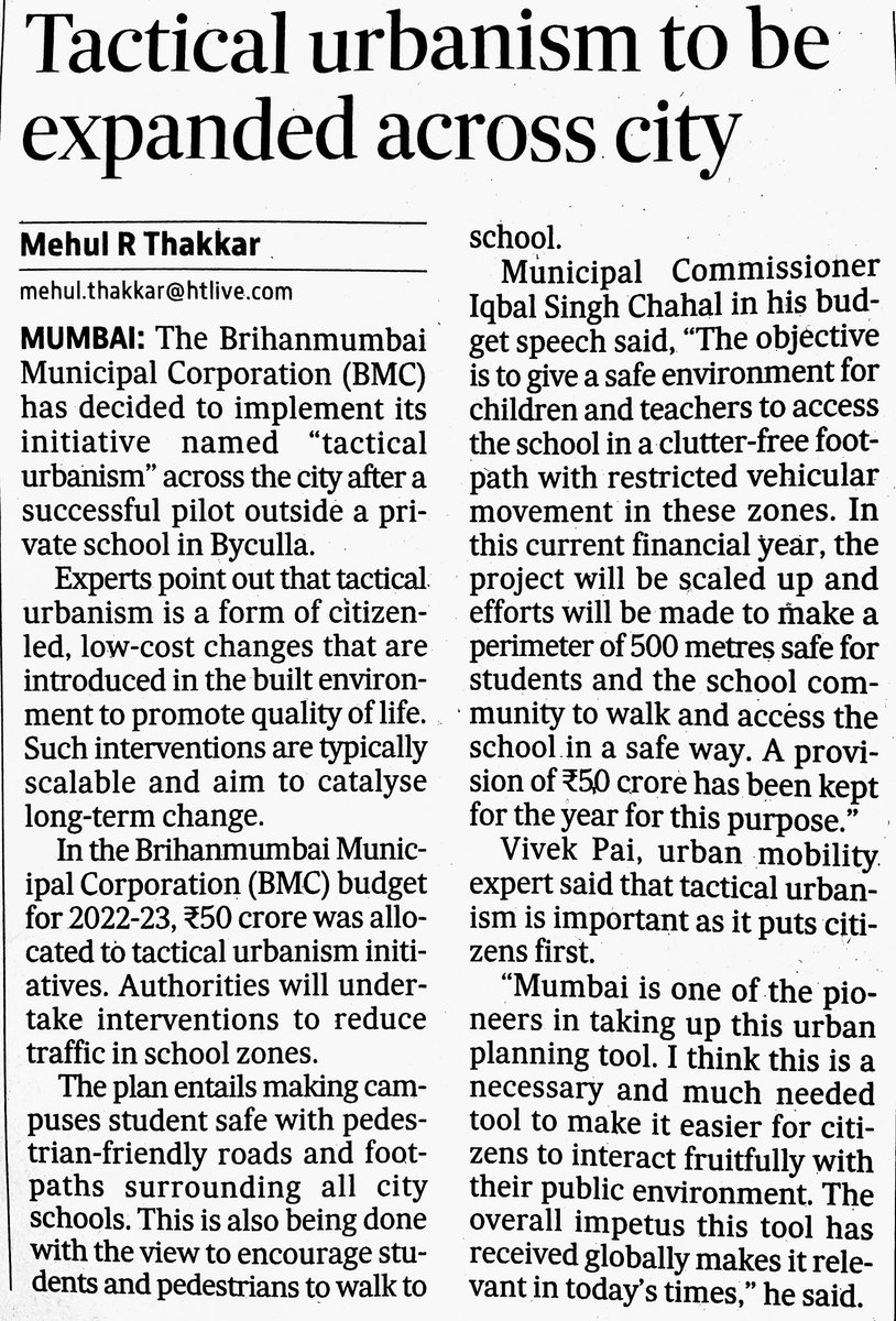 Happy to see #cities allocating budgets for #tactical #urbanism #urbandesign #mumbai <a href="/MCGM_BMC/">Mumbai</a> <a href="/mybmc/">माझी Mumbai, आपली BMC</a>