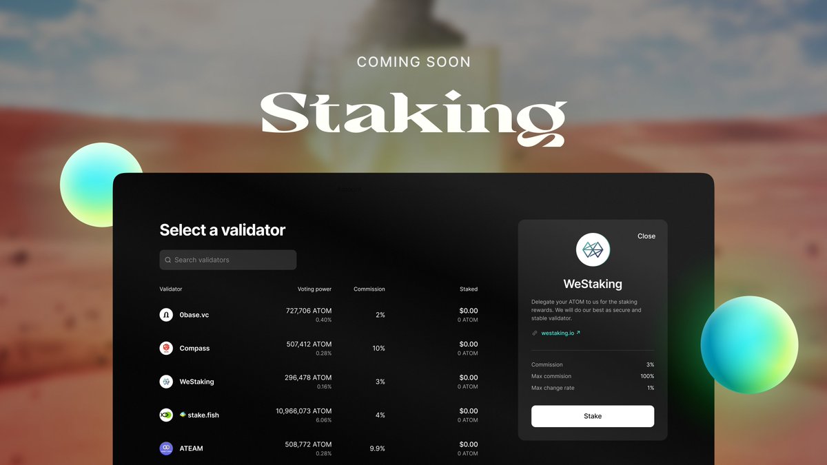 🔊 Coming soon to Emeris: Staking feature 

Users will be able to:
👉 V1: stake assets on all supported chains
👉 V2: auto-compound staking rewards on compatible chains

#Emeris2022