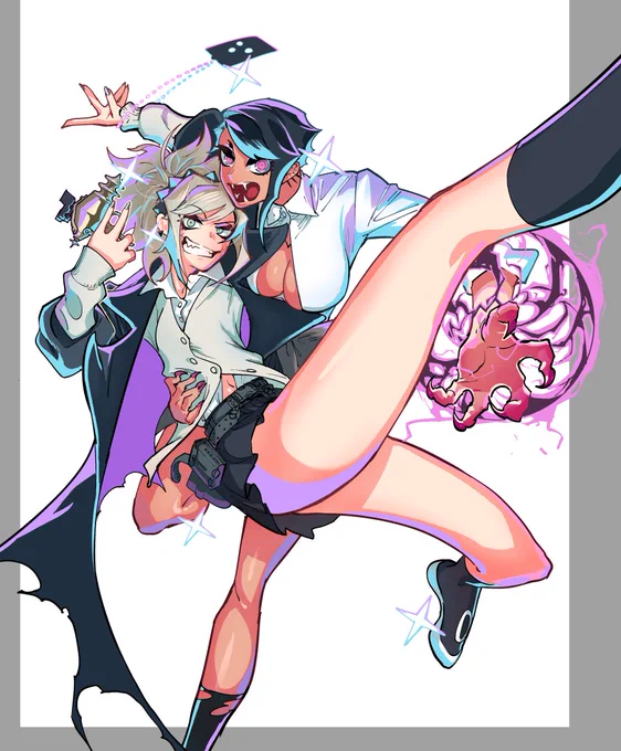 #女の子二人のイラストを貼る見た人もやる 