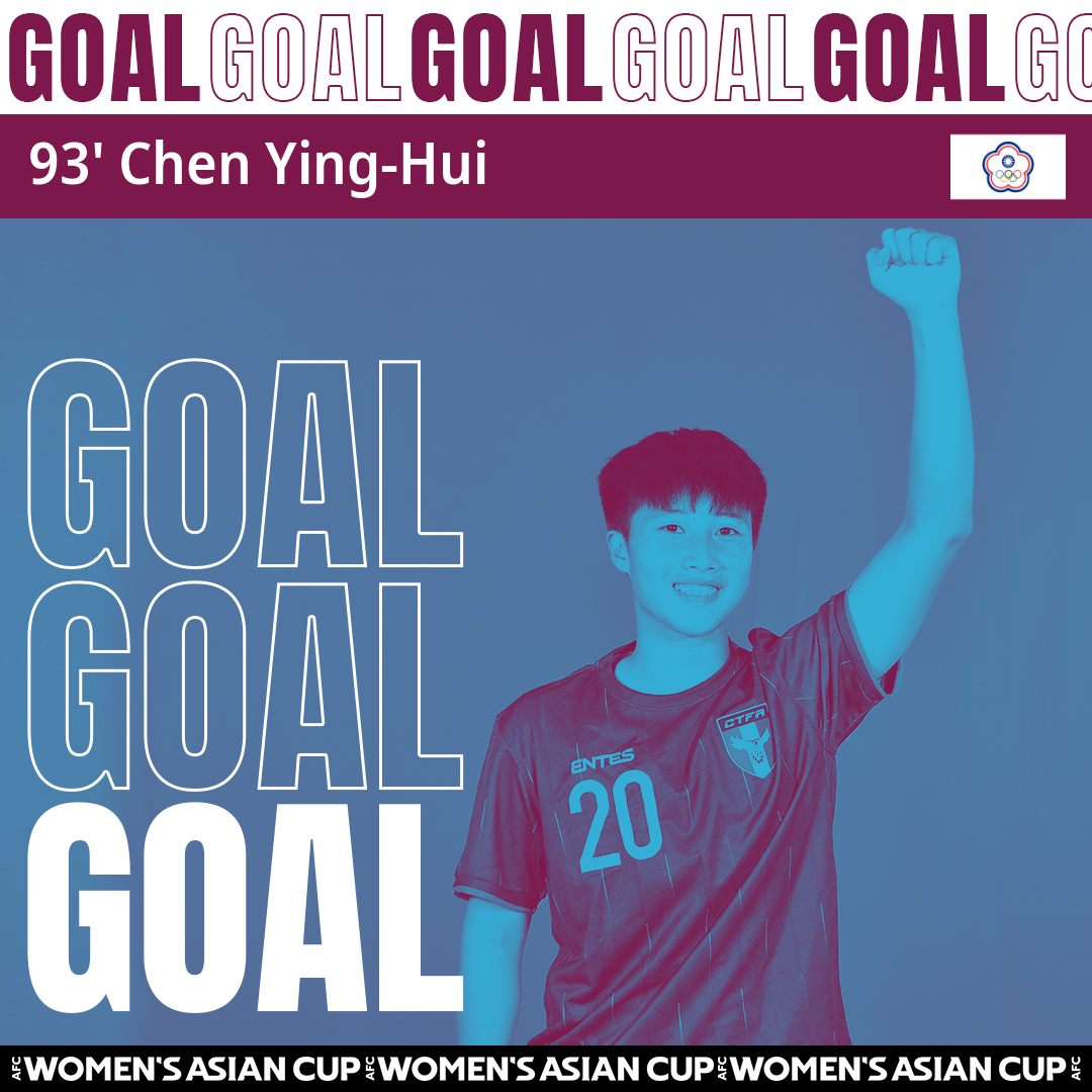 afcasiancup's tweet photo. ⚽️ GOAL | Chinese Taipei 3-0 Thailand 🇹🇭
🔝🗑️ Chen Ying-Hui with an absolute stunner with the last kick of the match!
📺 Watch 𝗹𝗶𝘃𝗲: https://t.co/2vaM1WvFht
#WAC2022 | #TPEvTHA https://t.co/2eHkgxgbQa