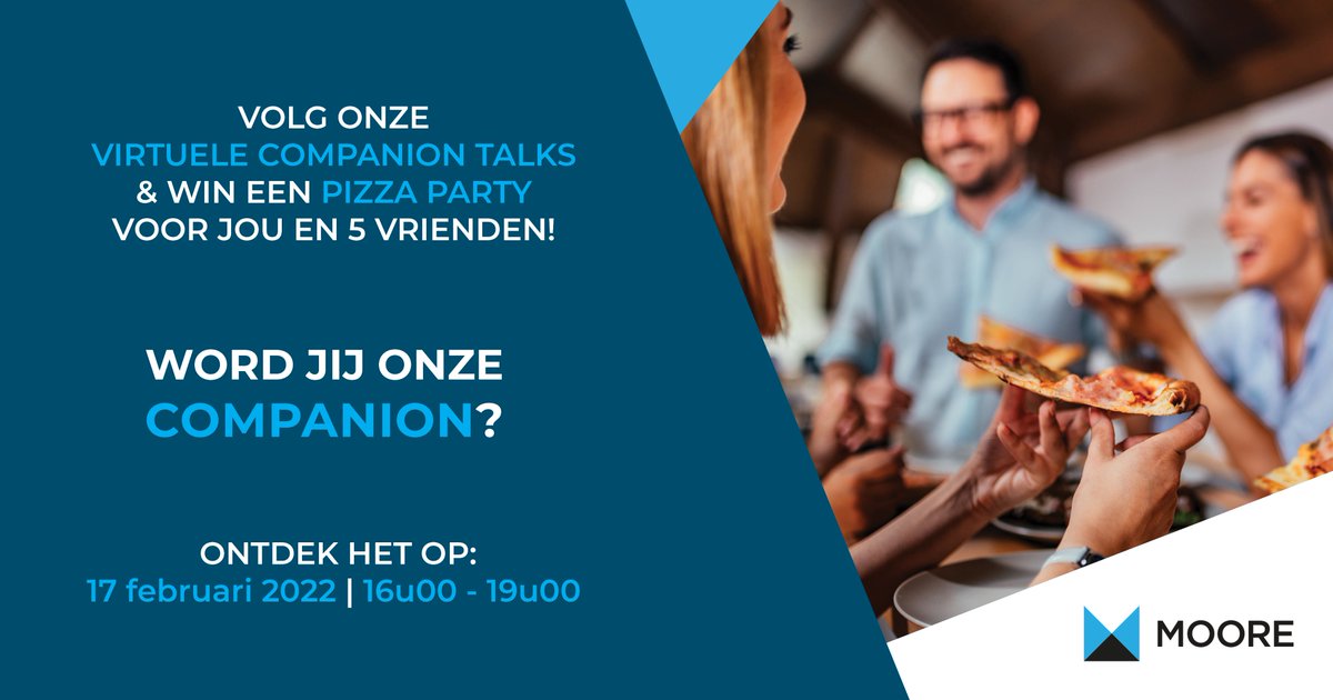 Ben jij bijna afgestudeerd en sta je te popelen om het werkveld in te duiken? Neem deel aan onze virtuele Moore Companion Talks op donderdag 17/02 om 16u en kijk mee achter de schermen. Word jij onze nieuwe companion? Schrijf je in om dit te ontdekken! bit.ly/32VZgXc