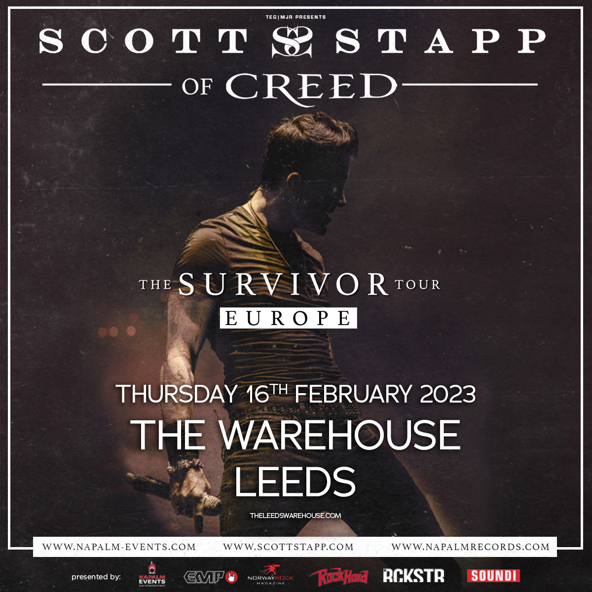 Rescheduled | The highly anticipated Scott Stapp show at the Warehouse, Leeds has been moved to February 16th 2023. Purchased tickets will remain valid. Don't miss out on this, get your tickets now 🎫🎵 bit.ly/3upyYYK