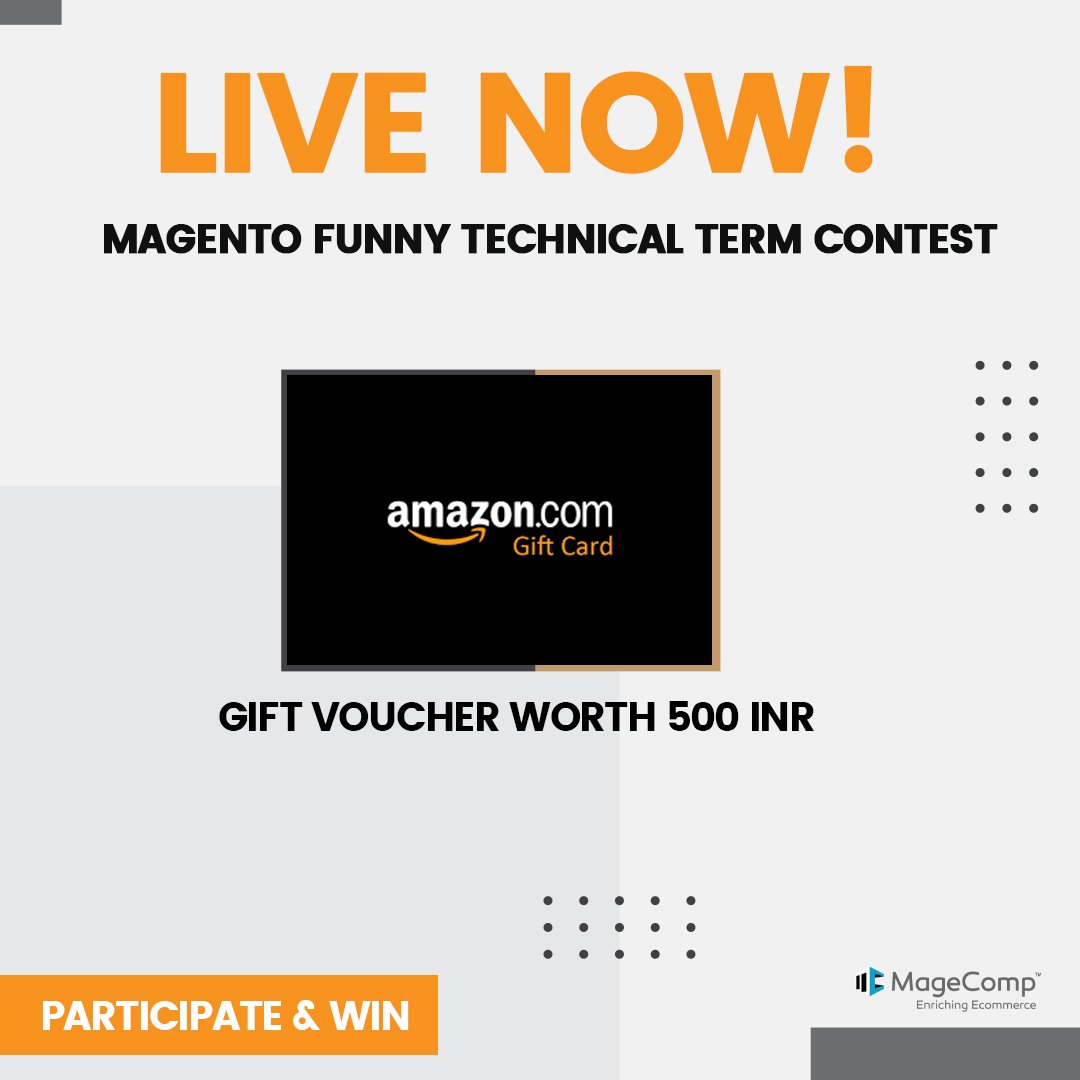 theMageComp's tweet image. 📣 Contest is LIVE 📣

Comment &amp;amp; Win Gift Voucher worth ₹500 🎁

Magento Funny Technical Term Contest

👉 Find link here: linkedin.com/feed/update/ur…

#MM22IN #magecomp #magento #contest #meetmagentocontest