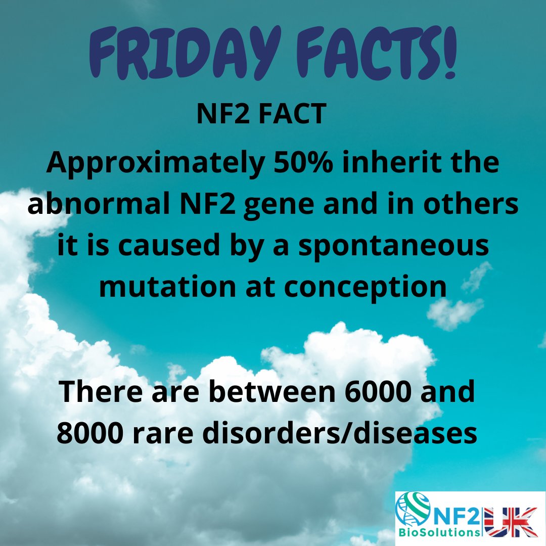 Friday Facts time again!. Each friday we will be issuing facts about NF2..... want to join in then send us your fact!
#endNF2 #NF2awareness #neurofibromatosistype2 
#NF2support #nf2 #nf2family #nf2warrior #LetstalkNF2
#nf2charity #nf2cure #nf2treatment #nf2gene #nf2chromosome22
