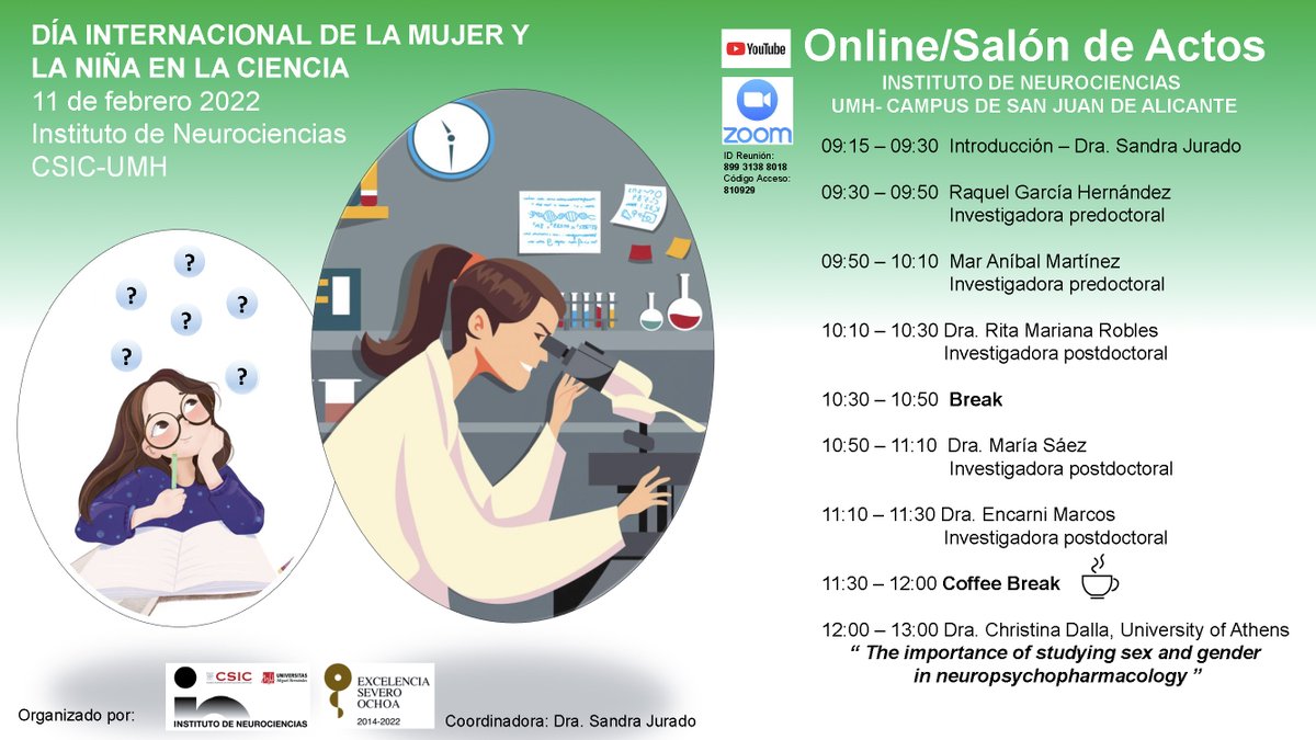 📢Desde <a href="/NeuroAlc/">Instituto de Neurociencias UMH-CSIC</a> hemos organizado un día muy especial para el viernes de la semana que viene: 
#11F Día Internacional de la Mujer y la Niña en la Ciencia‼️ 
#mujeryciencia #11F2022 <a href="/11defebreroES/">Día Mujer y Ciencia</a>
Atentos a vuestro timeline‼️