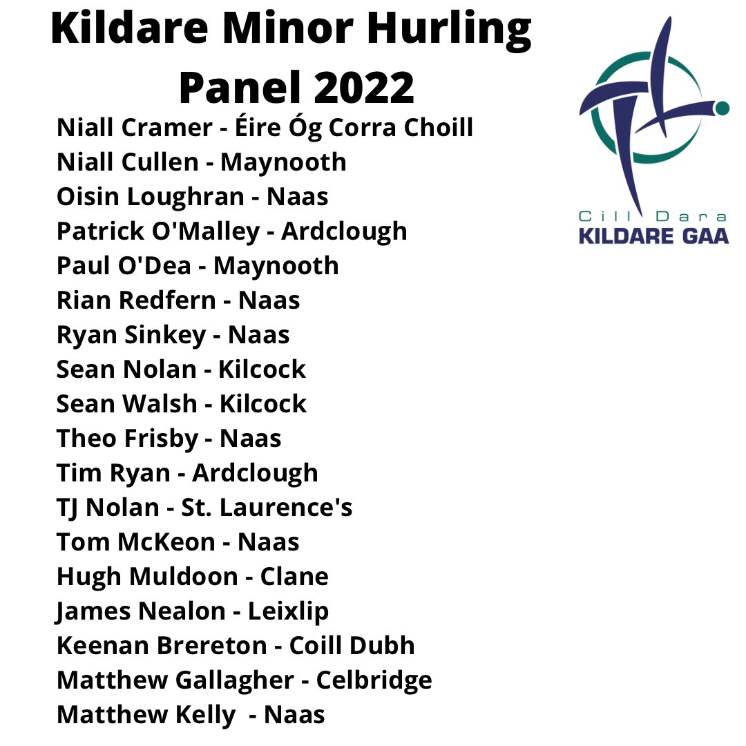 Kildare Minor Hurling manager Mark Moloney and his management team have announced their panel for 2022.