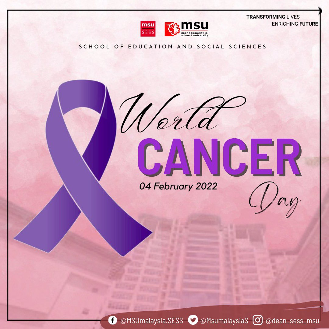 MsumalaysiaS's tweet photo. Today is #WorldCancerDay. Let us come together and support all those who are fighting this battle. Never Give Up! ✨

@msumalaysia @drnhisham

#msumalaysia
#msu 
#msusess
#cancerday2022 https://t.co/CRTpEGfzRR