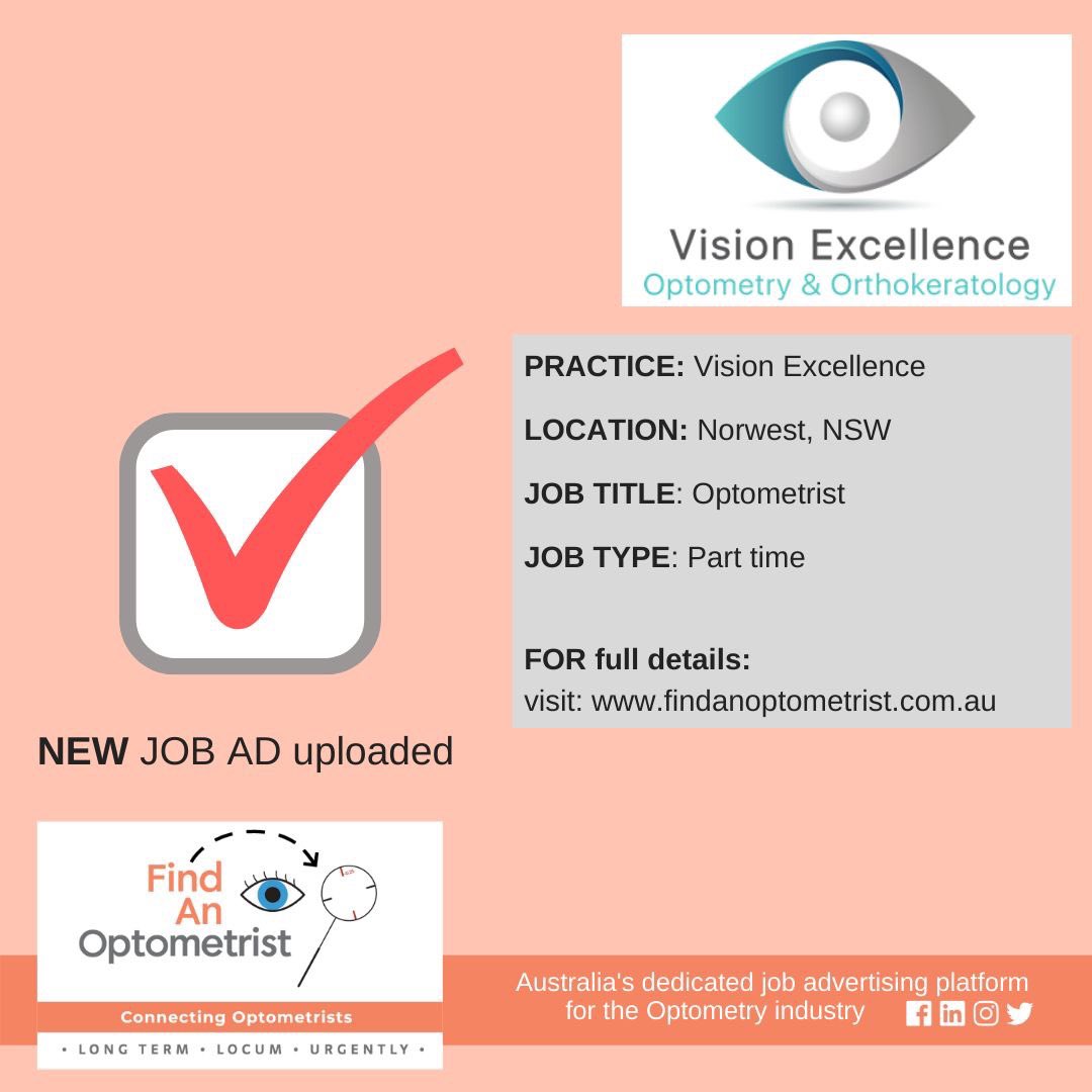 OptometristFind's tweet photo. To view full Ad on the Find an Optometrist website, please click here https://t.co/ZhGbyb5Bow #optometrist #optometry #optometryaustralia #RANZCO https://t.co/aqCok5OTjE