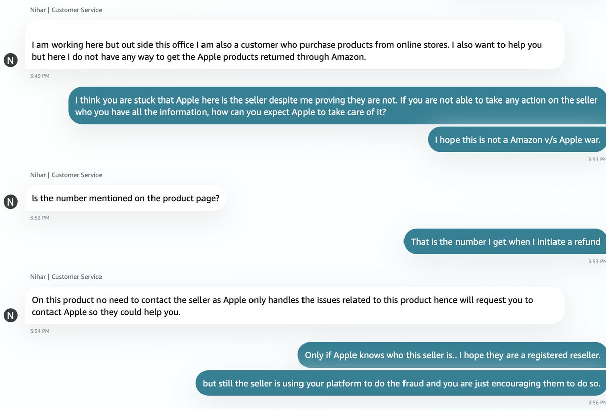 bharath__2020's tweet photo. Such a stark difference in how @amazon USA handles its customer v/s how @amazonIN is handling their customers. Despite proving a scam performed by seller, they r still supporting the seller &amp; no empathy towards the customer who have been victim of the fraud. Pls RT for more reach https://t.co/4fp4U2CTB7