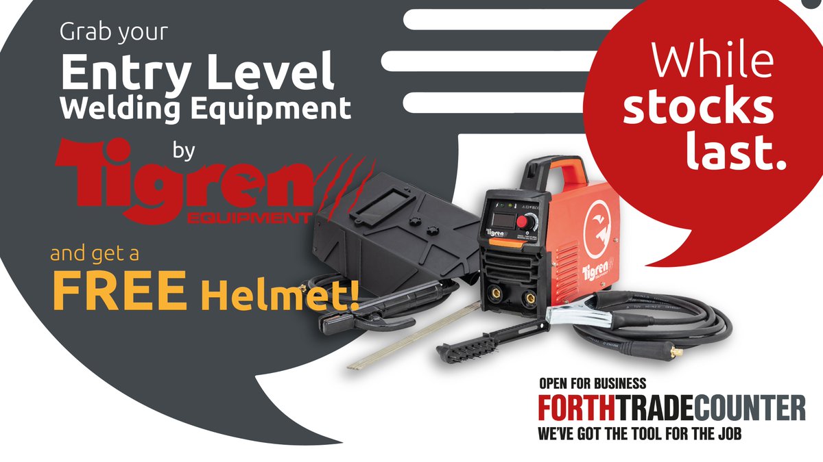 forth_trade's tweet photo. We've got a fantastic selection of Tigren #Welders on offer at Forth Trade Counter 🧑‍🏭
Prices start from just £89.99 ex. VAT and every welder comes with a free #Tigren Welding Headsheild.
Don't miss out, visit us today! https://t.co/TK0PFnkLRO