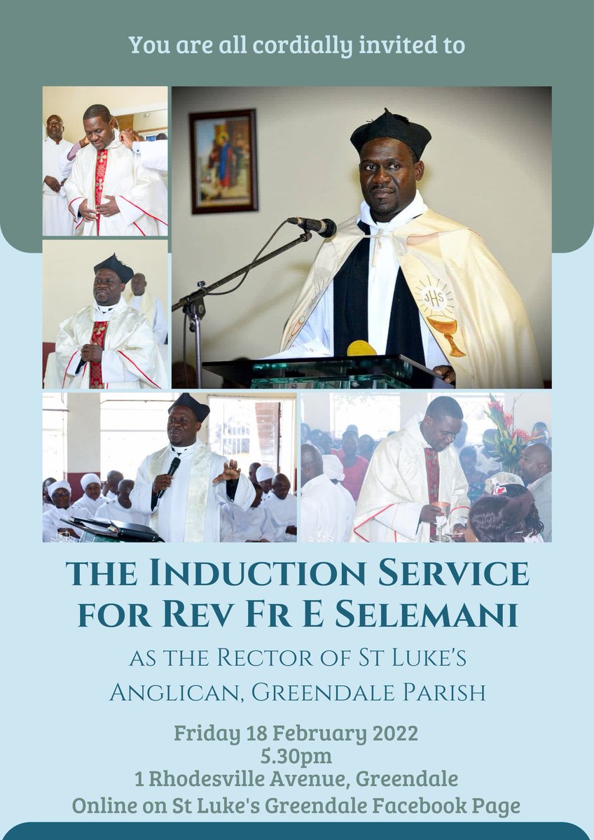 StLukesGD's tweet image. Make a date for Friday 18 February 2022 as the Bishop Rt Rev F Mutamiri officially hands over our Parish to the Rector

#StLukes #Anglican
#Greendale
