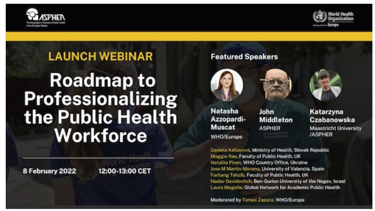 VesnaBjegovic's tweet photo. If you are interested in the public health profession, it is good to hear the news at the webinar organized by #WHO/Europe and #ASPHER:
https://t.co/UfhhbW2JHp
@ASPHERoffice @Belgrade_SPH https://t.co/yIxfRV8yHx