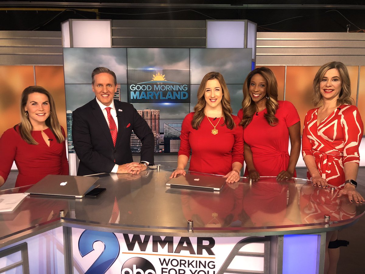 KnightWMAR's tweet photo. The #GMM2 team is decked out in red today for #NationalWearRedDay to raise awareness about ❤️ health for women. For more info go here: https://t.co/hZBZY7zVXU https://t.co/F9VqSLarq5