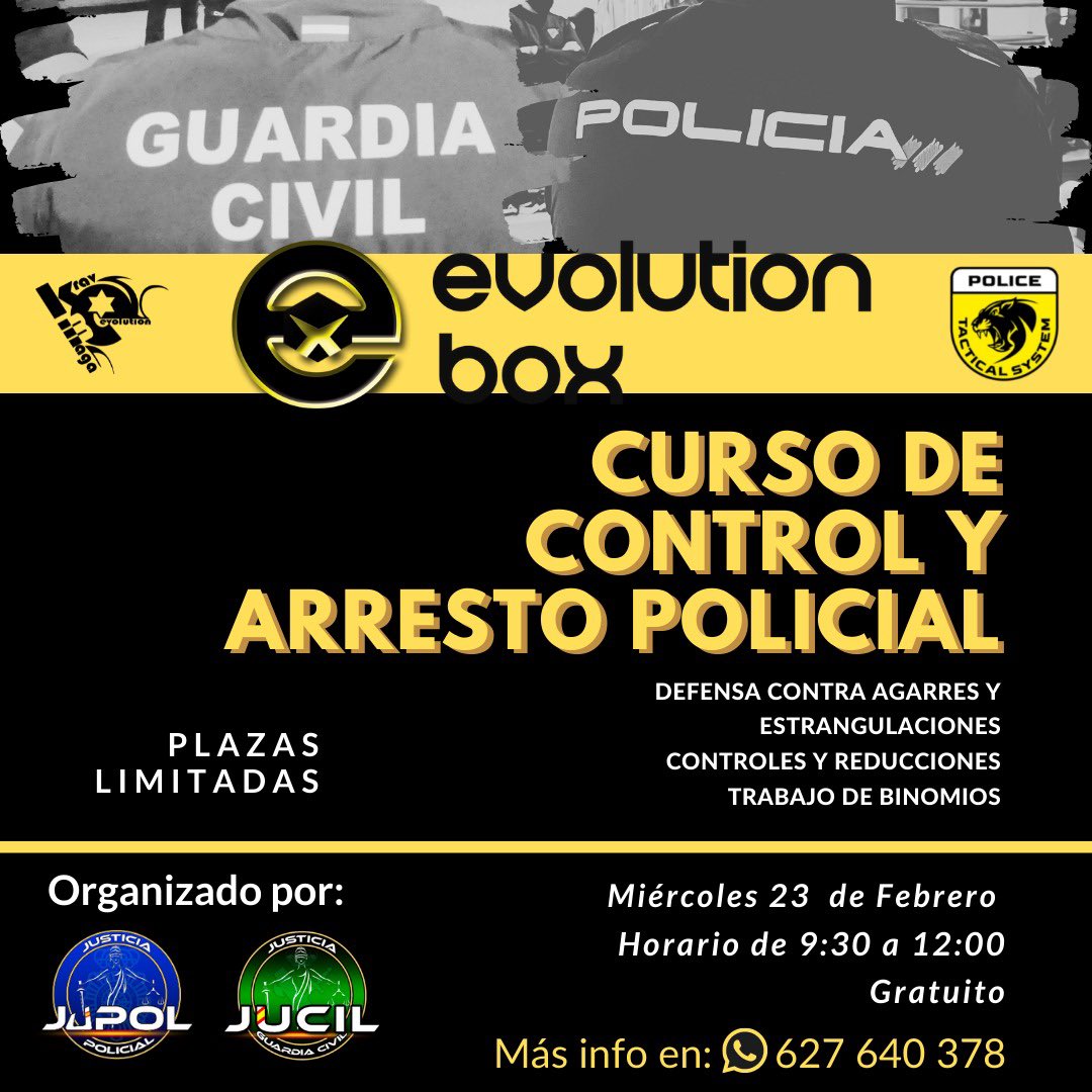 Jupol_Valencia's tweet image. 🔵👮‍♂️🔵
Curso de control y arresto policial.

➡️Curso para afiliados de  jupol y jucil 
➡️Totalmente subvencionado 
➡️Exclusivo  para FCSE

Formación es seguridad 💪🏻
#EvolutionBox 

Organizado por @jupol_Valencia @jucil_valencia

Inscripción 👇🏻 

forms.gle/ABALtdRymr6qw3…