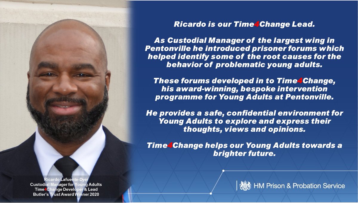 Time4Change? Many of our young adults come to prison with traumatic experiences which shape their behaviours and influence their choices. @ButlerTrust award winner Ricardo is helping them to make better choices. #villetweets #Time4Change #NoMoreRed