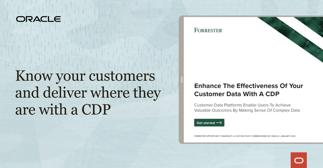 Want to enhance the effectiveness of customer data with a #CDP? Learn how to make sense of your complex #data, via <a href="/forrester/">Forrester</a> and <a href="/OracleCX/">Oracle Customer Experience</a>. Get started: bit.ly/3J0Z60b