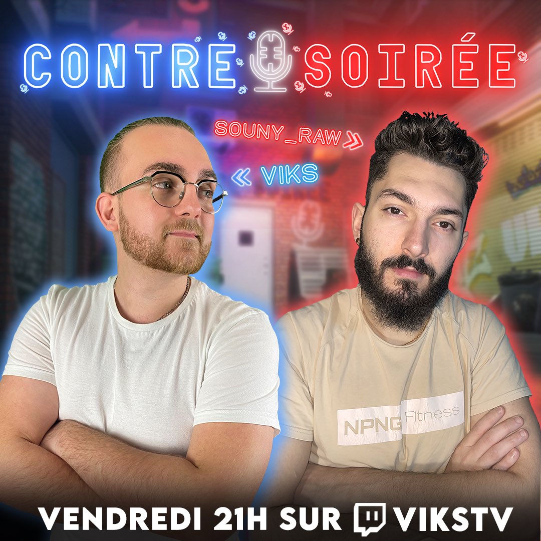 Vikslope's tweet photo. J’ai trop hâte ! Ce soir pour la première émission je reçois Souny ! Rdv a 21h et préparez vous ! 👀🤫 #twitchfr #streamers #contresoiree https://t.co/nYmyojCXk9