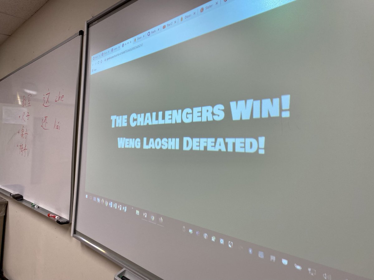 SI_Academy's tweet image. Weng Laoshi (Ms. Weng) defeated 😂 Grade 7 #Mandarin class won today’s #Gimkit vocabulary game! It must be the weather 😉