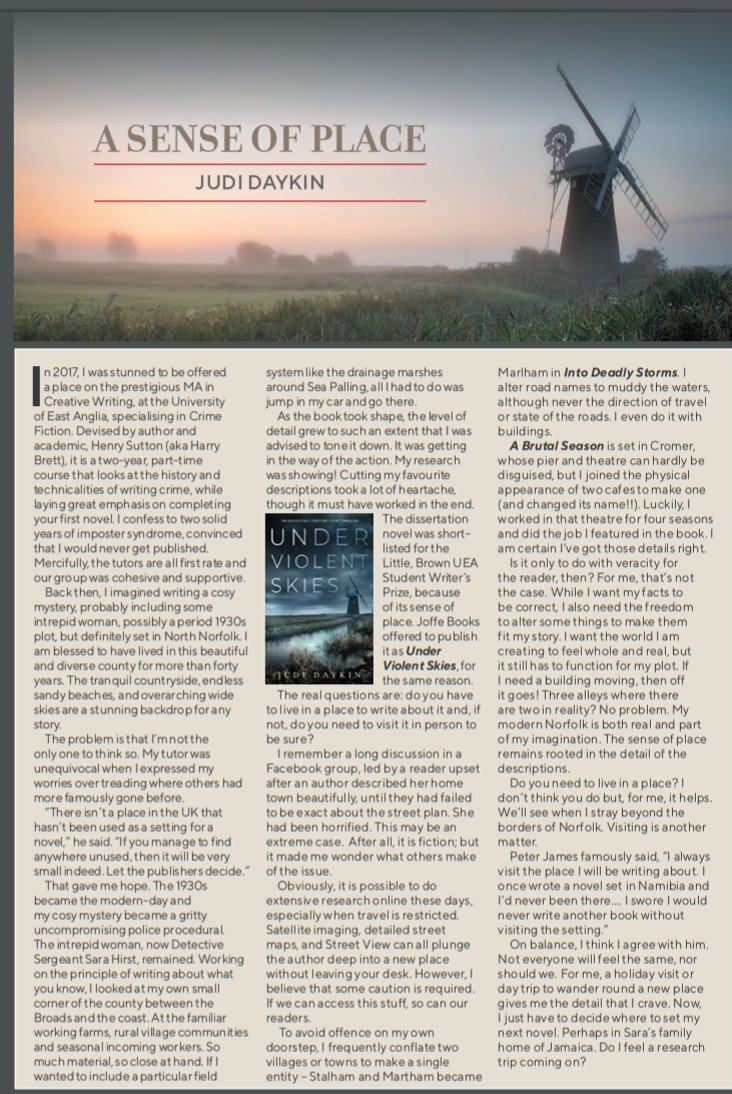 Proud to say I have an article in the Crime Writers Association's Red Herrings this month. Read about my MA, my process and love of Norfolk. @NewWritingNet @JoffeBooks @The_CWA #norfolknoir #norfolk