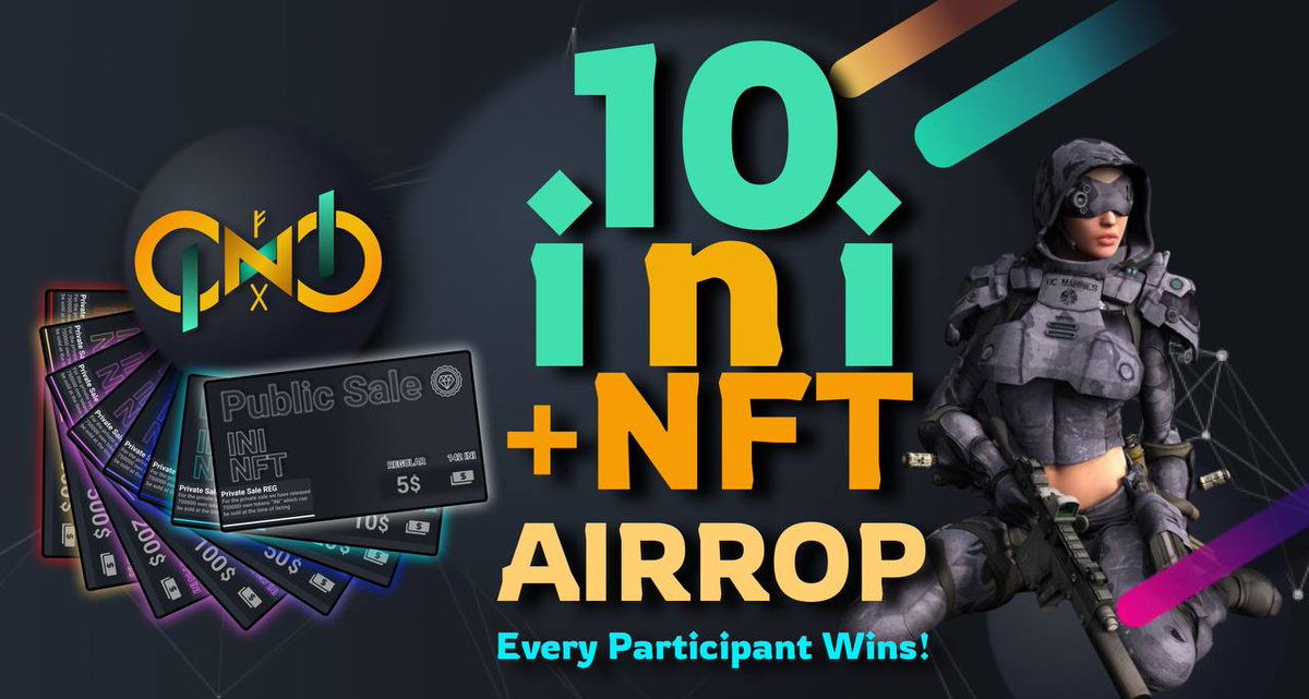 🔥 AIRDROP + GIVEAVAY 🔥
Tokens INI &amp; Nft-Vouchers worth 170$

Gleam: wn.nr/SfbwgL

🎁Everyone will receive 10 INI. 3 randomly selected participants will win $100, $50, $20 Nft-vouchers.

Presale: opensea.io/Infinity_Meta_… 
Website: meta-ini.com