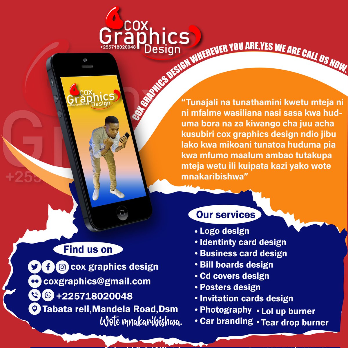 AmourUpper's tweet photo. Cox graphics design ndio jibu lako call us now +255718020048 for our good and professional services https://t.co/0Yi93wXdy9