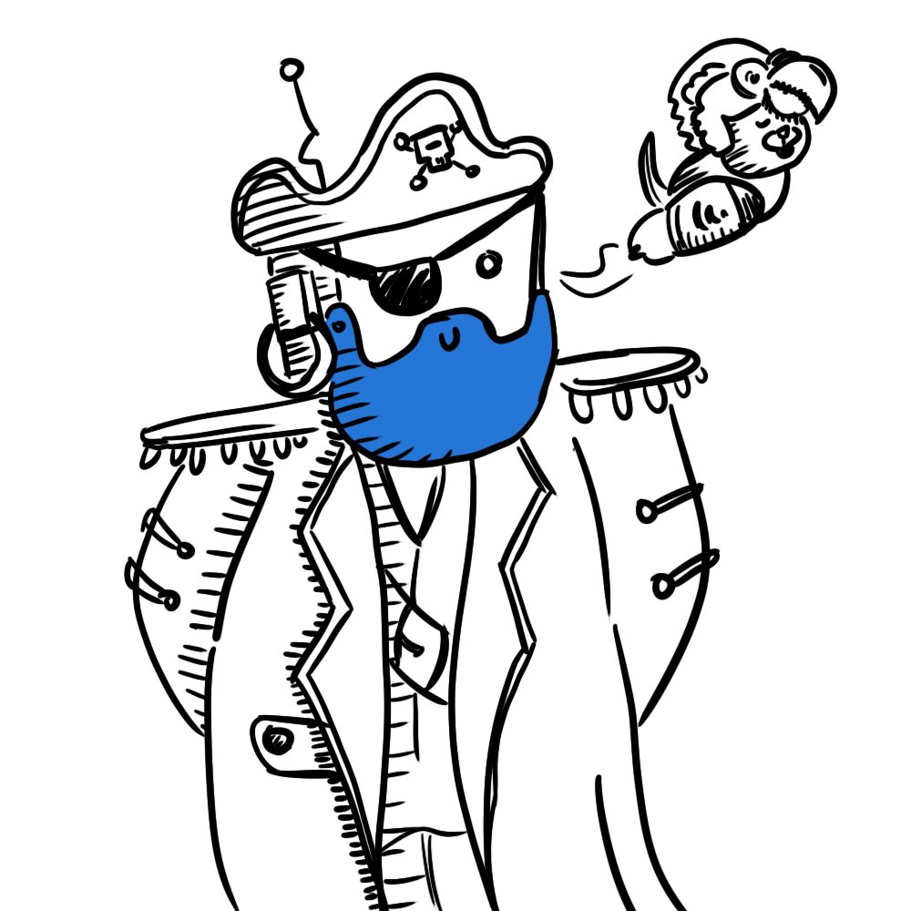 Have you heard the legend of Bluebeard the Pirateboto? 🏴‍☠️ 

#56andFrog #robotosnft