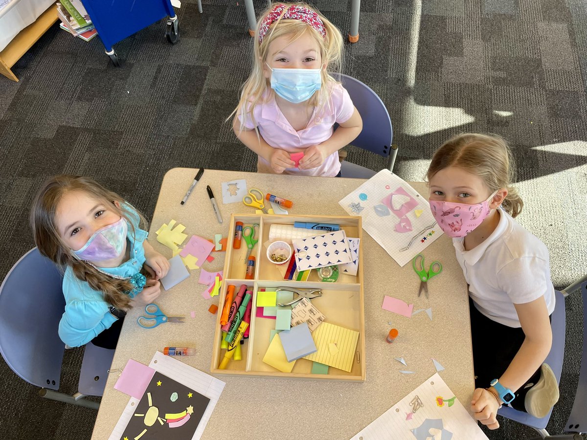 PPE_Library's tweet image. Office supply art inspired by Helen Yoon’s picturebook, “Off-Limits”. @Candlewick @CandlewickClass