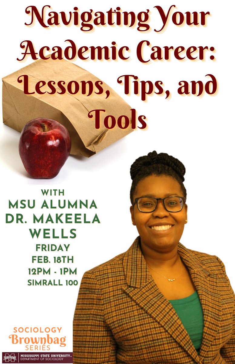 Everyone is welcome to attend this Brown Bag series event. Bring your lunch, and let's chat with Dr. Makeela Wells!