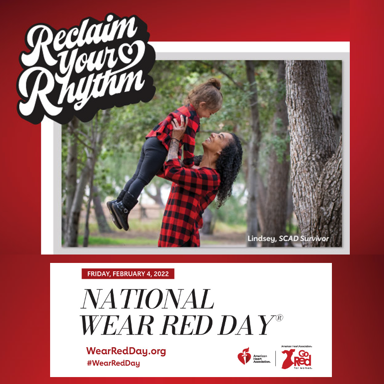 SAFELakeCounty's tweet photo. The first Friday in February (February 4) is National Wear Red Day. Don the color red in order to raise and spread awareness in hopes to help eradicate heart disease and stroke in millions of women all over the nation. So put on your reddest red today! https://t.co/412ZSFqUnp