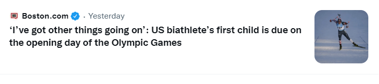 I was really hoping the Olympian was also the pregnant person. #Olympics #Olympics2022
