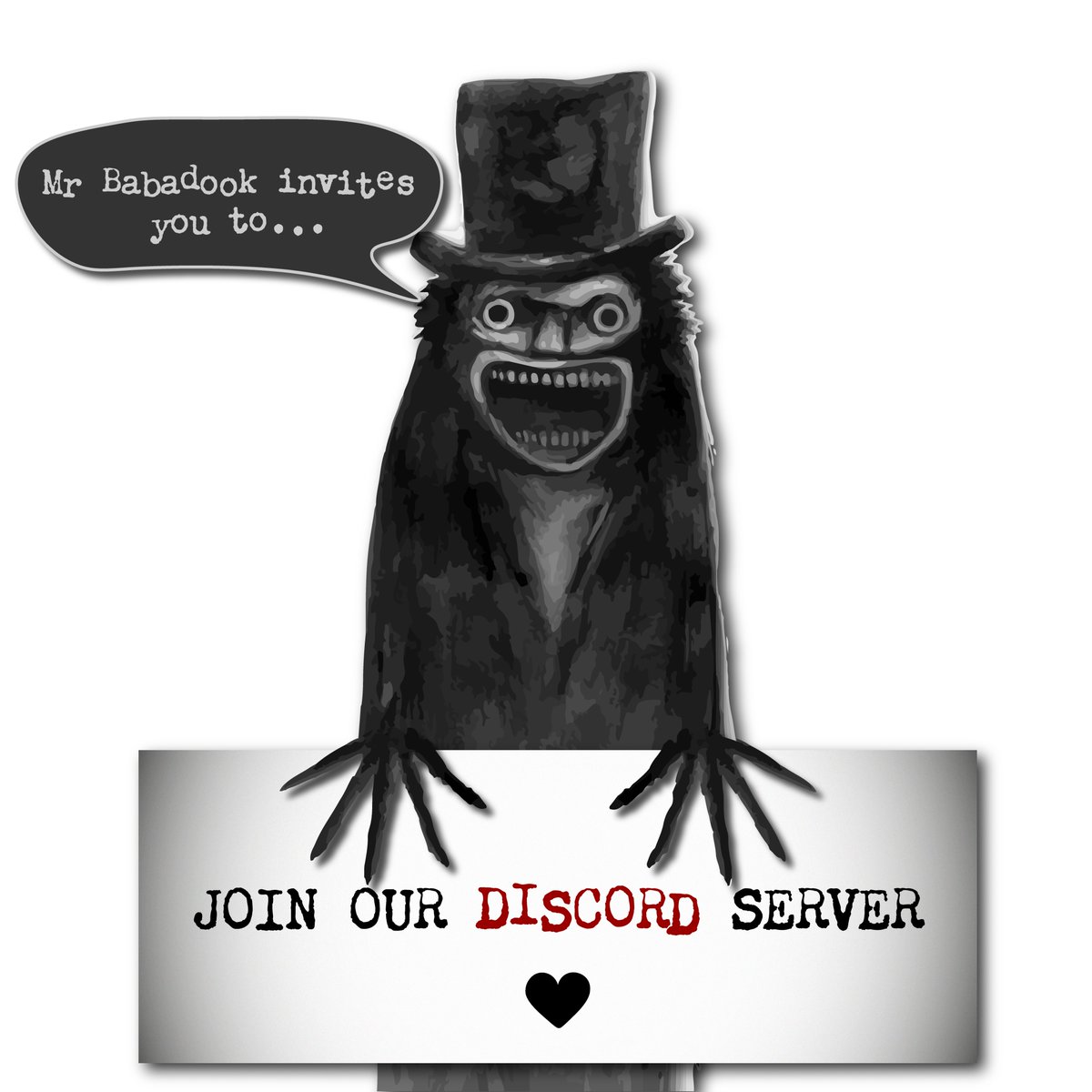 HorrorSoc's tweet photo. "If it's in a word, or it's in a look, everyone is welcome to hang with Babadook!"
We have a new and improved Discord server, for all you spooky pals to hang out in and chat all things horror 💀
All are welcome, just check out the rules and be kind https://t.co/LgkaQijIEF https://t.co/HSERwZTXlV