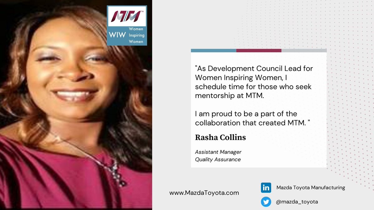 Women Inspiring Women would like to recognize Rasha Collins for her contributions to MTM, and to WIW as well. 
Just like her grandmother, who Rasha says is her biggest inspiration, she always see the best in others and takes time to develop and encourage them. 
Thank you, Rasha!