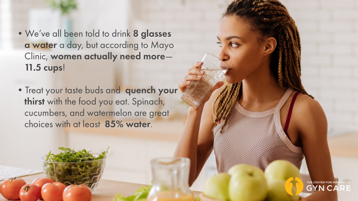 InnovativeGYN's tweet photo. Women need to drink more water than you think! Staying hydrated keeps your skin moisturized, prevents wrinkles, fights illness, helps you heal faster, and so much more. Are you drinking enough?
#CIGCdifference #CIGC #wellness #hydration #healthnews https://t.co/GS5X04BkZF