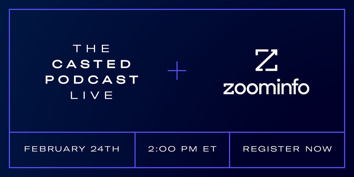 Get excited, Marketers!

We're want you to join us on 02/24 for the next session of The Casted Podcast LIVE with <a href="/ZoomInfo/">ZoomInfo</a>'s Director of Content Marketing, Sam Balter 🥳

Register Today ➡️hubs.li/Q013xNMp0