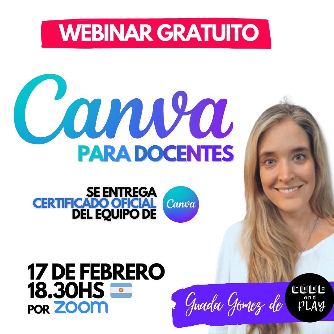 Webinar Gratuito junto al equipo de Canva
👉🏼 Jueves 17 de febrero
⏰ 18.30hs Argentina 🇦🇷 
Por Zoom (500 lugares disponibles)

Inscribite 👇🏼

forms.gle/udDHGPqHuehwP8…
