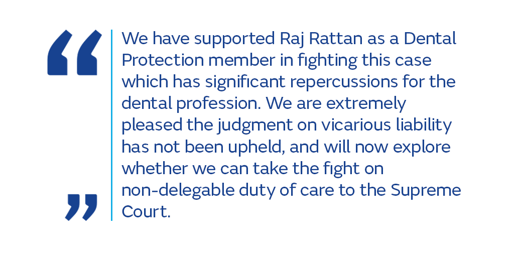 🇬🇧 Dental Protection member successfully fights vicarious liability claim at Court of Appeal – an outcome that will benefit many practice owners in England &amp; Wales. Geoff Jones, Executive Director, Member Protection and Support, comments: fal.cn/3lSuo