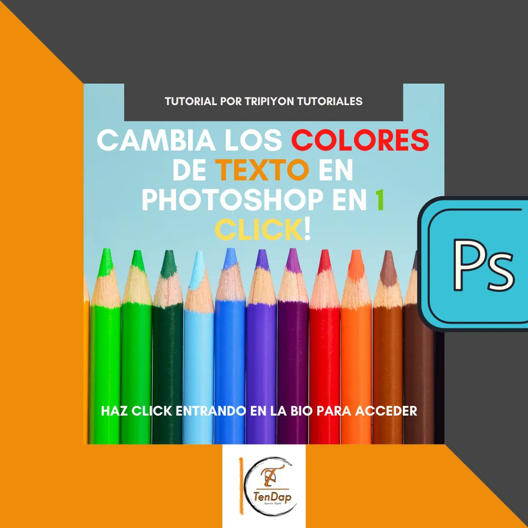 Tendap_es's tweet photo. Tutorial para cambiar el color del texto en 1 CLICK!!! - PHOTOSHOP
Por @tripiyon 
#tip #photoshop #tutorialvideo #tutoriales #tutorials #tutorial #digitalagency #marketingonline #marketingdigital https://t.co/BzxvrN9bHy