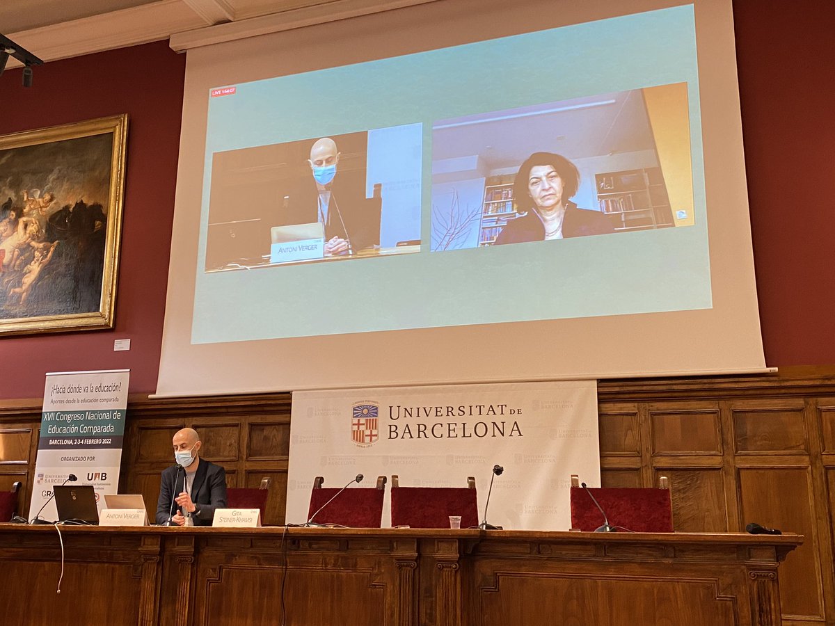 GLANCE_UAB's tweet photo. Last session of the Spanish Conference on Comparative Education (@comparada2022) with @VergerAntoni and @steinerkhamsi: “Bridging the research-policy divide in an era of data surplus and reform fatigue” #educomparada2022 #CNEC2022 https://t.co/oHSC8qUiB2