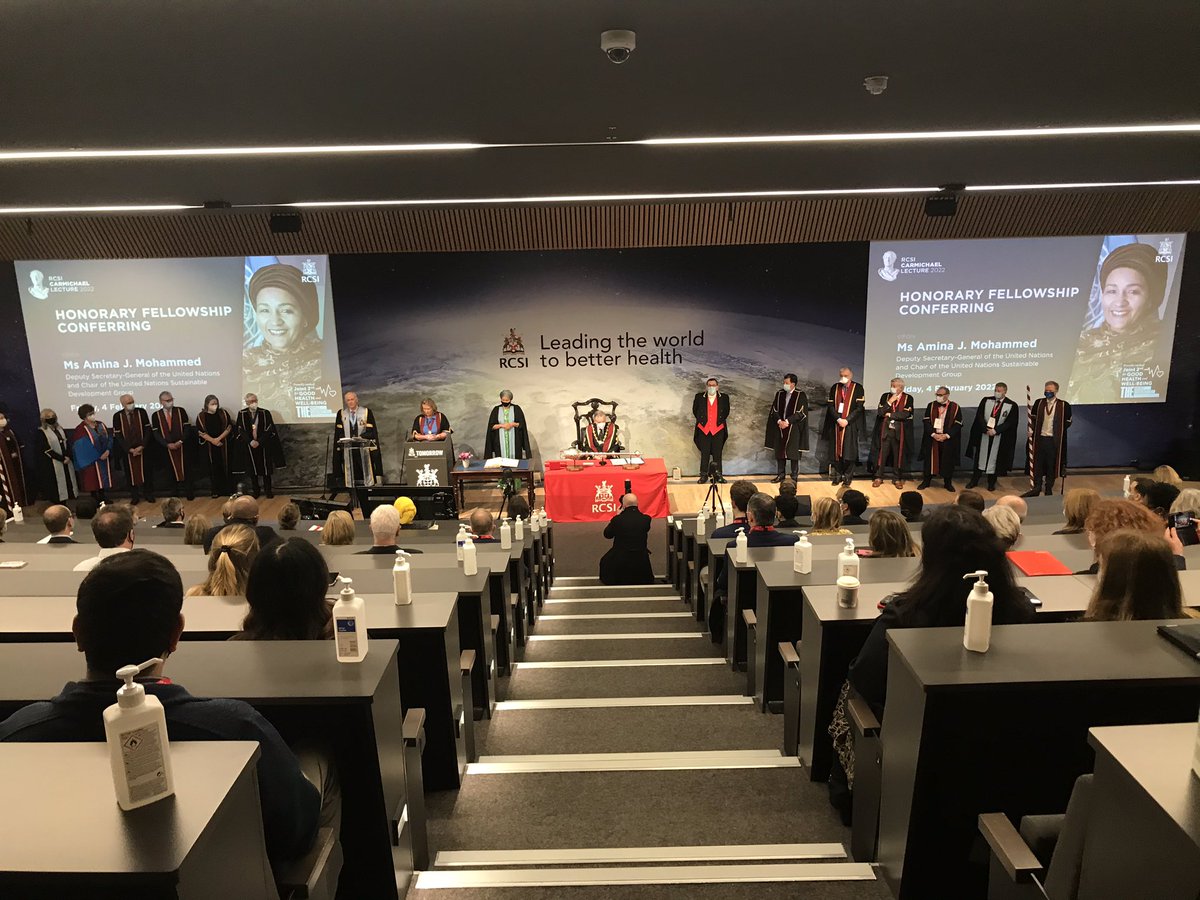 RCSI_Irl's tweet photo. We are delighted to award an RCSI Honorary Fellowship to Ms @AminaJMohammed in recognition of her dedication to sustainable development, public sector reform and #GlobalGoals to end poverty. 

#RCSIMillin #SDGs https://t.co/3icTKO3vhn
