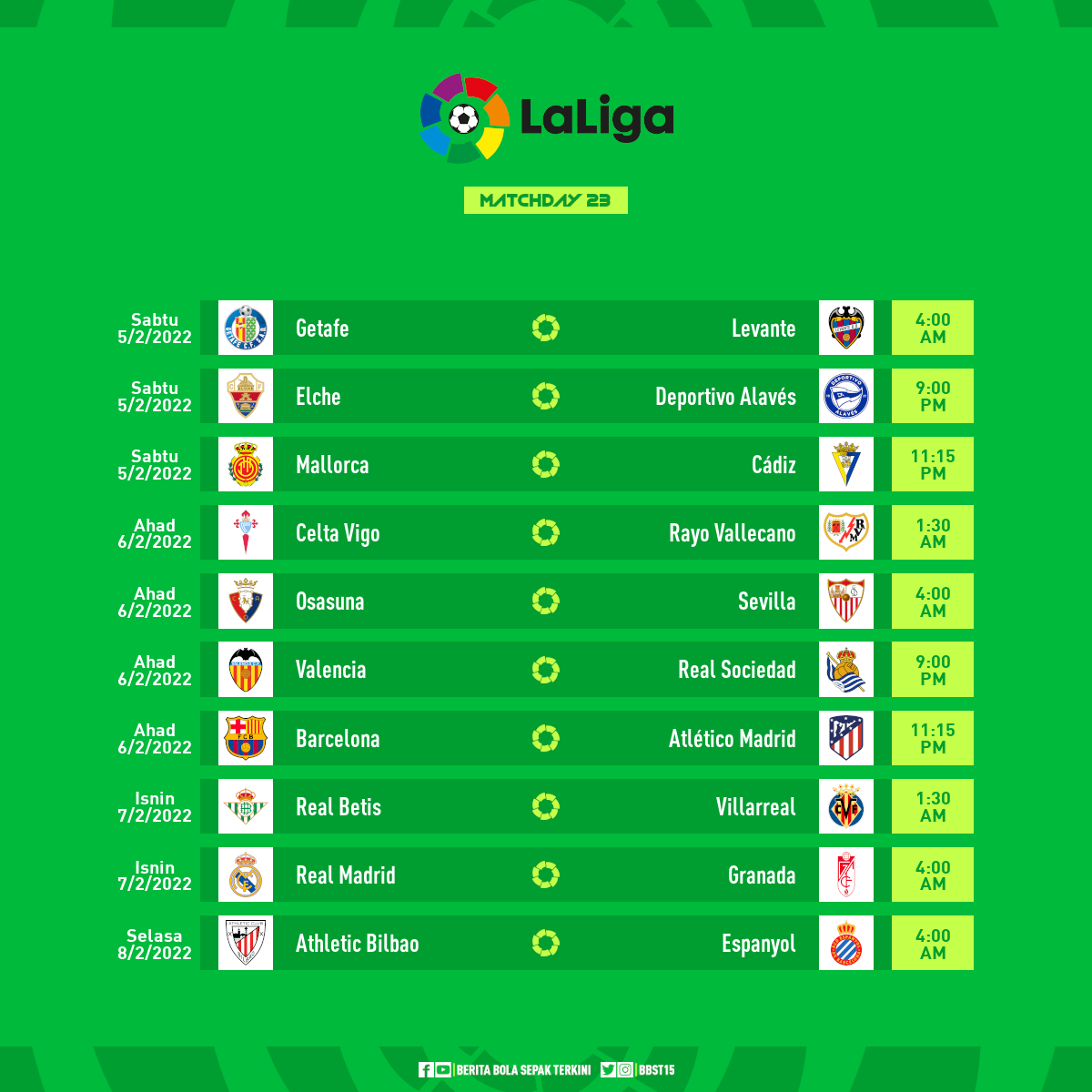 Jadual perlawanan la liga