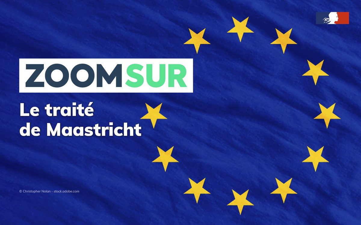 #CeJourLà 🎂 Signé par les 12 premiers États membres de la Communauté européenne le 7 février 1992, le Traité de Maastricht crée juridiquement l’UE. Il a 30 ans ! 👉 youtu.be/uBgK-UUWekM 
#UnionEuropéenne