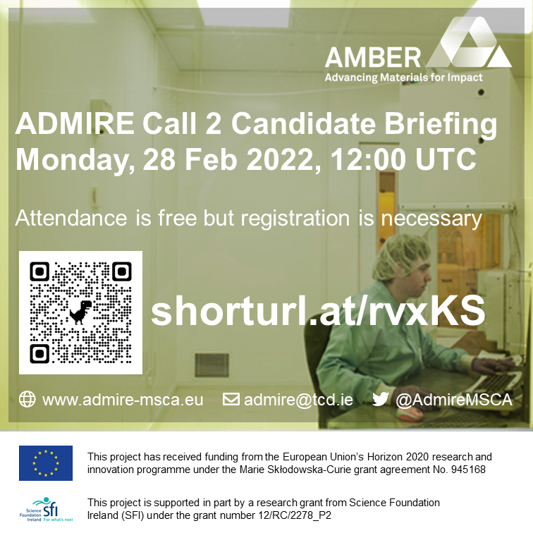 AdmireMsca's tweet photo. Our #Candidate #Brieifing will take place (remotely) on Mon, 28 Feb 2022, 12:00 UTC. Attendance free but registration necessary: https://t.co/aUtu5rMmOY #PostDoc #JobFairy #Research #Materials @ambercentre @MSCActions @Mariecurie_alum @FindAPostDoc @PostdocJobs @mariescurie_ire https://t.co/ncqj0RoGzR