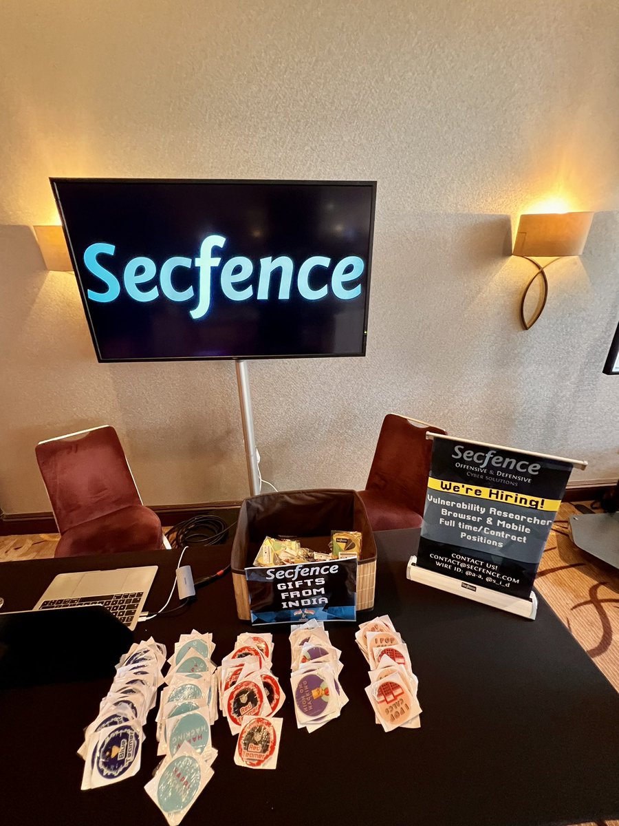 secfence's tweet image. Proud to support @offensive_con  as Gold Sponsors! Come meet us at our table and take away some traditional Indian gifts! 
PS: We’re hiring!