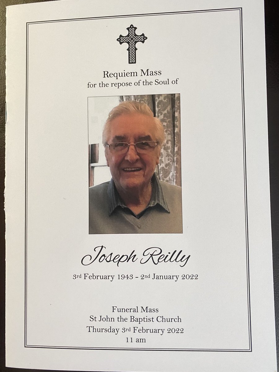 I would like to thank everyone who attended my dad’s funeral yesterday. He got a send off like no other. A special thank you to Father Morris for a beautiful mass and Archie McPherson for a fitting eulogy. Also the staff ⁦<a href="/HC_One/">HC-One</a>⁩ Highgate for their care and support .⁦