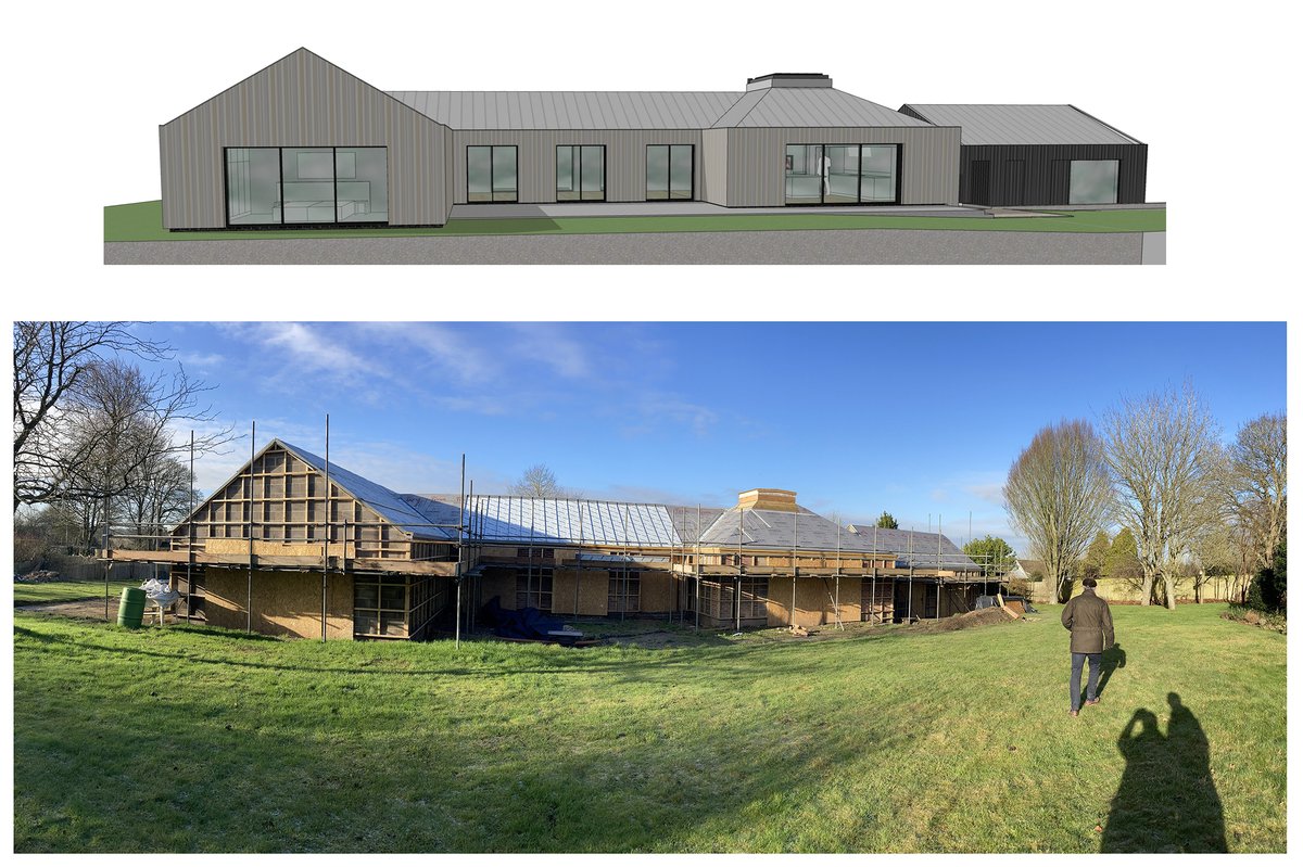 LSH_Architects's tweet photo. #RetroFit Friday: This House was a 1970’s brick bungalow in a rural Berkshire village,  ignoring its  historic village setting &amp; nearby agricultural cues: @LSH_Architects #TimberClad reinvention as an open plan, contemporary &amp; #AgriculturallyInspired home is taking shape.. https://t.co/4ReDYTTYcn