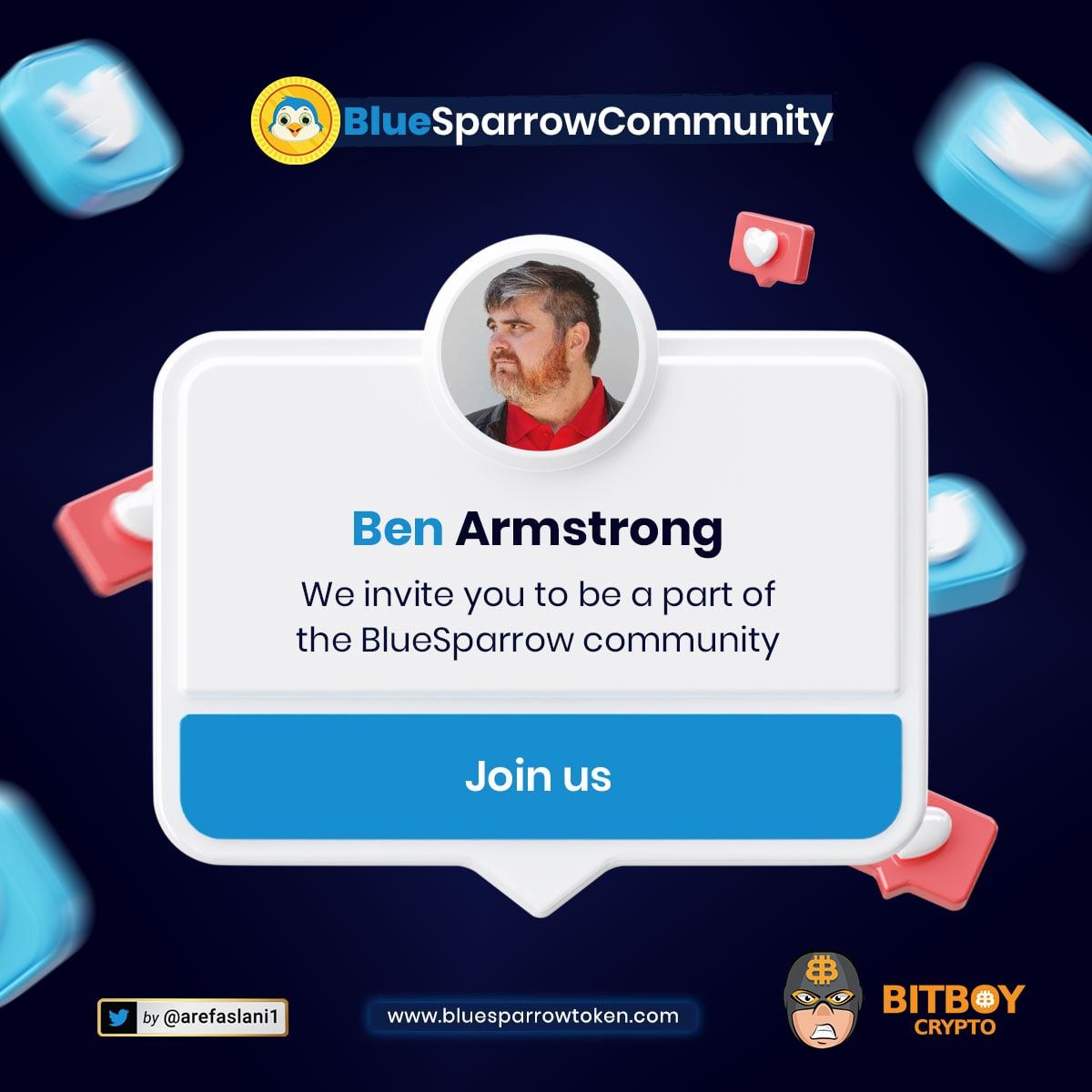 Da82000302's tweet photo. @BluesparrowC @Bitboy_Crypto @BlueSparrowETH It is an honor and a privilege to invite you to be in our #bluesparrow token
If not the #BlueSparrow? So, Who?
If not now, When?
#bluesparrow 
#bluesparrowETH 
#Bluesparrowcharity 
@BluesparrowC 
@BlueSparrowETH 
#CEX https://t.co/e9YRAiDtH4
