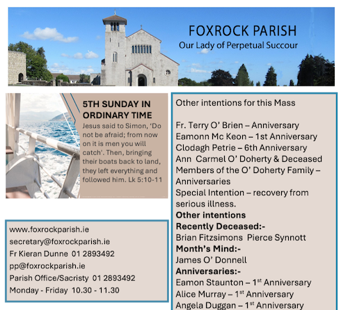 FoxrockParish's tweet photo. This week's Newsletter is now live on our site!
https://t.co/GqwWKkgBdq

#foxrock #foxrockchurch #foxrockparish #foxrockvillage #february #newsletter #community #dublin #dublindiocese https://t.co/KBd2xZ67ob