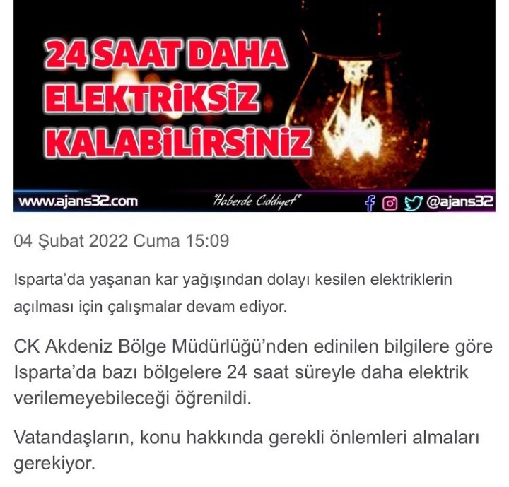 Kaçıncı yüzyıldayiz gerçekten 24 saat daha ne demek  evlerimiz buz tuttu sarjlarimiz için marketlere rica eder olduk şehir merkezindeyiz dağda değil #isparta