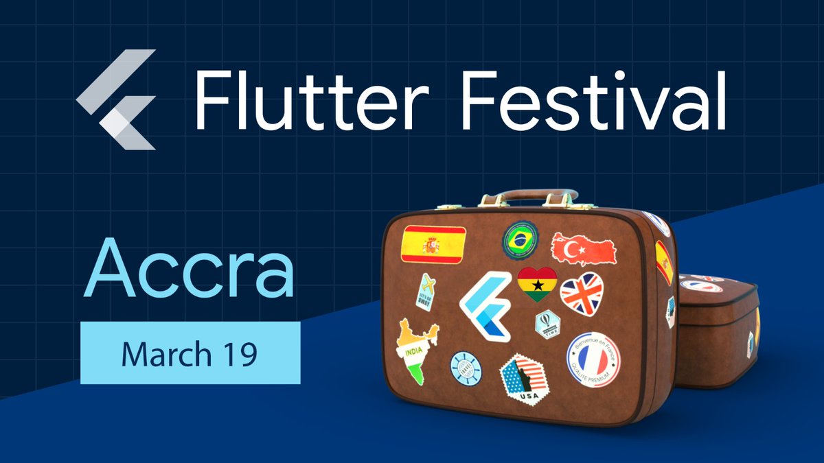 GDGAccra's tweet image. GDG Accra is hosting Flutter Festival Accra on March 19, 2022.
Featuring contents:
🐦Flutter
🔥Firebase
☁️Google Cloud 

Grab a ticket now! 👉gdg.community.dev/e/mc9xmz/

Call for Speakers👉 sessionize.com/flutter-festiv…
#GDGAccra #GDGSSA #FlutterFestivals