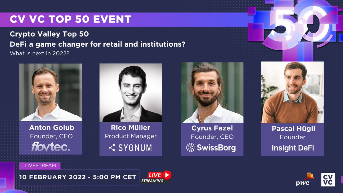 🚀DeFi has taken the crypto market by storm! 

🚨Want to know more and hear about the perspectives for 2022?

👉Join the live debate among industry experts on February 10th, 2022.
5:00 pm CET - Online event

👉Get your Livestream:  lnkd.in/eU6ZZu-X